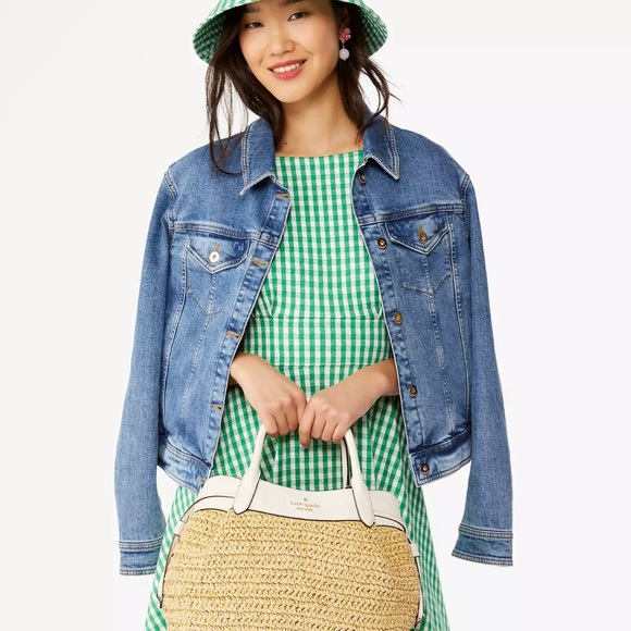 NWT💃Kate Spade Dumpling Straw Large Satchel Bag, Parchment - Picture 6 of 12